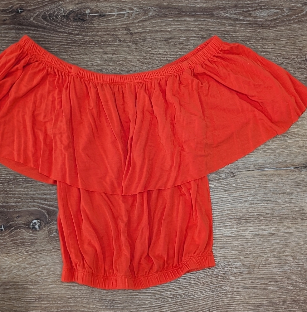 Off-Shoulder Orange Top